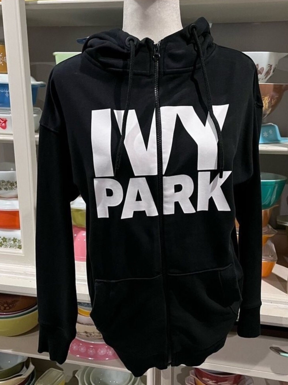 Ivy Park Black Full-Zip Logo Hoodie - Size XS